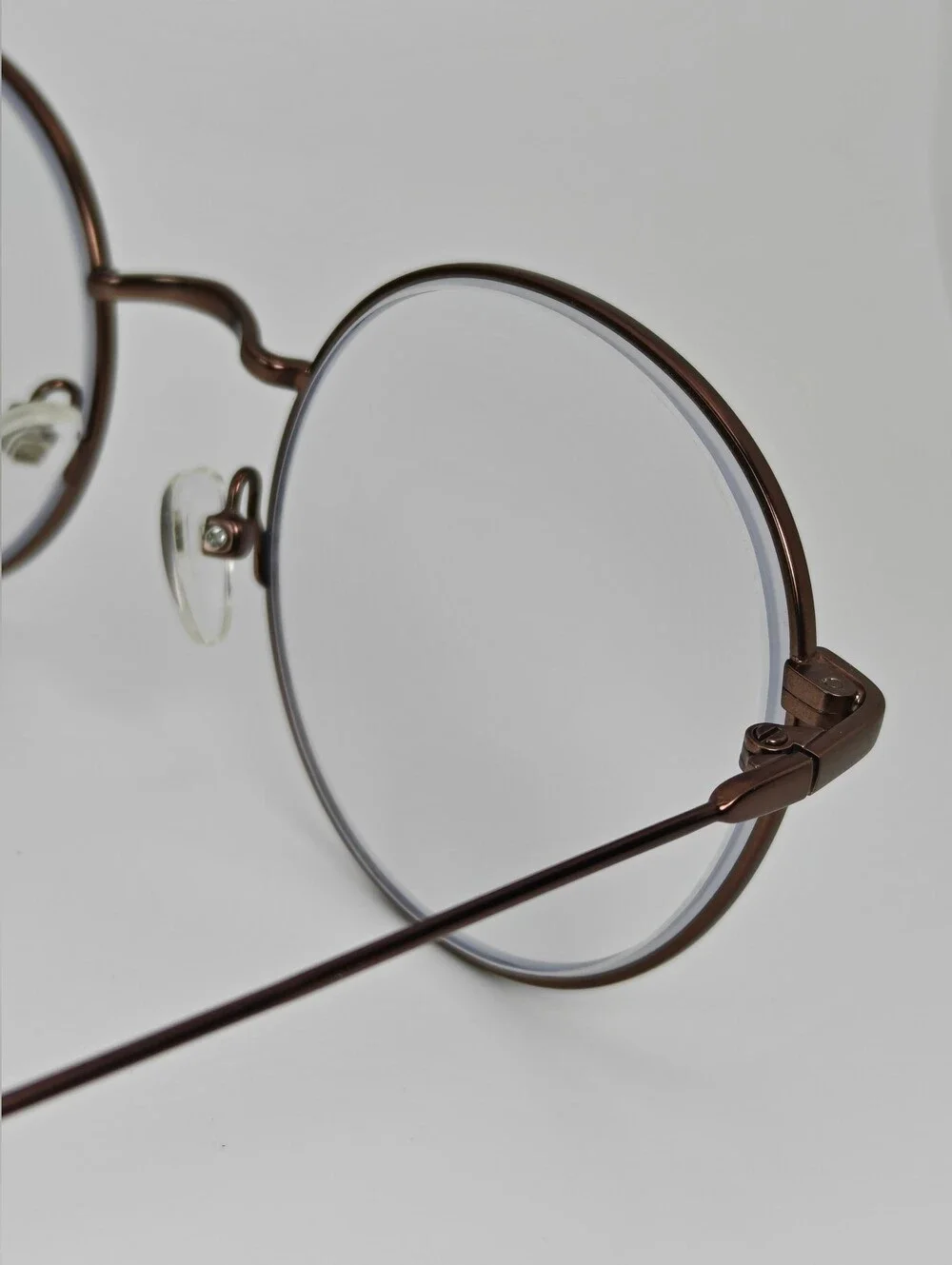 Dapper. Round Metal Frame Glasses in Mocha. Minimalist.